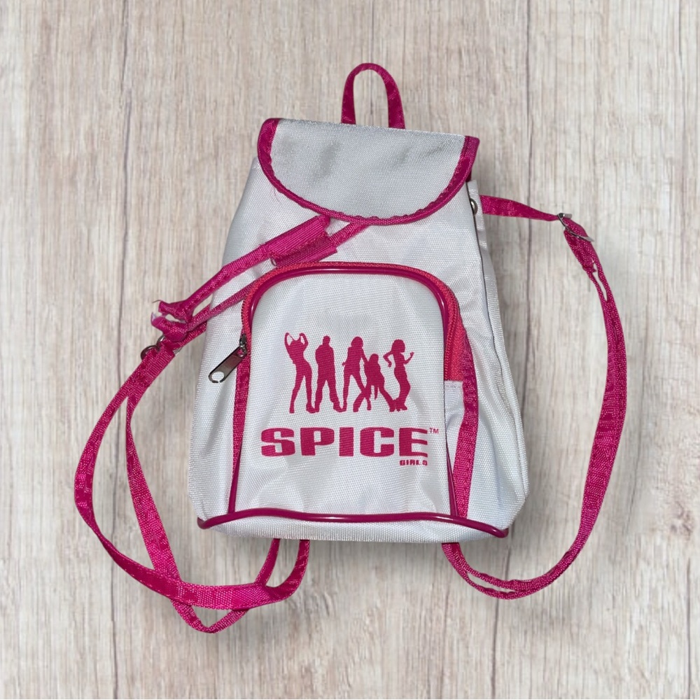 Vintage 1997 Spice Girls White & Pink Nylon Mini Backpack VGUC